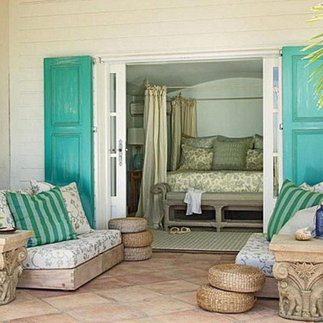 White Walls, Teal Shutters, Pure Serenity
