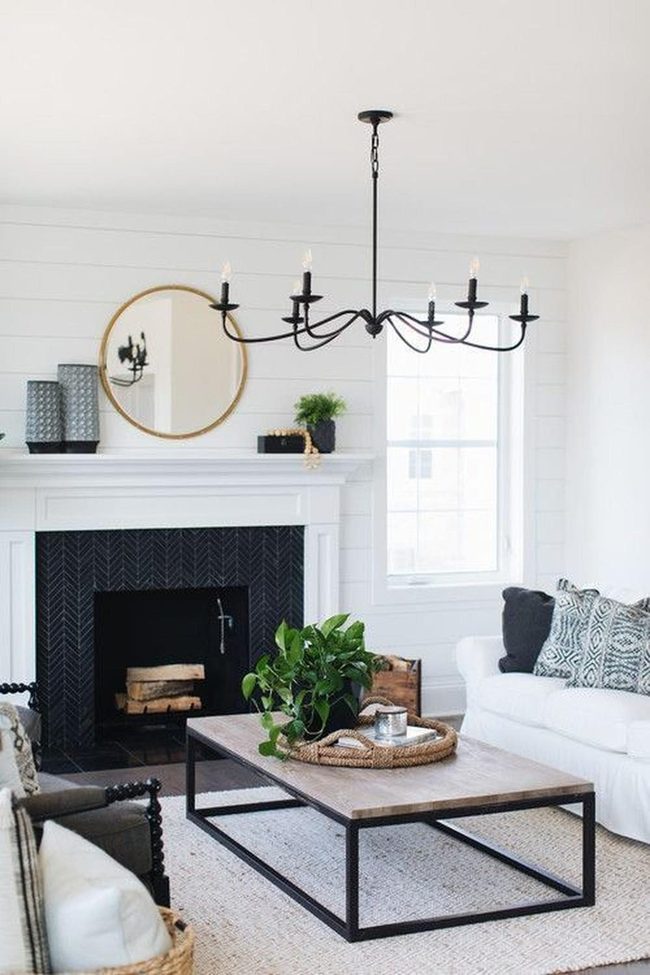 Black Fireplace Golden Mirror Brilliance