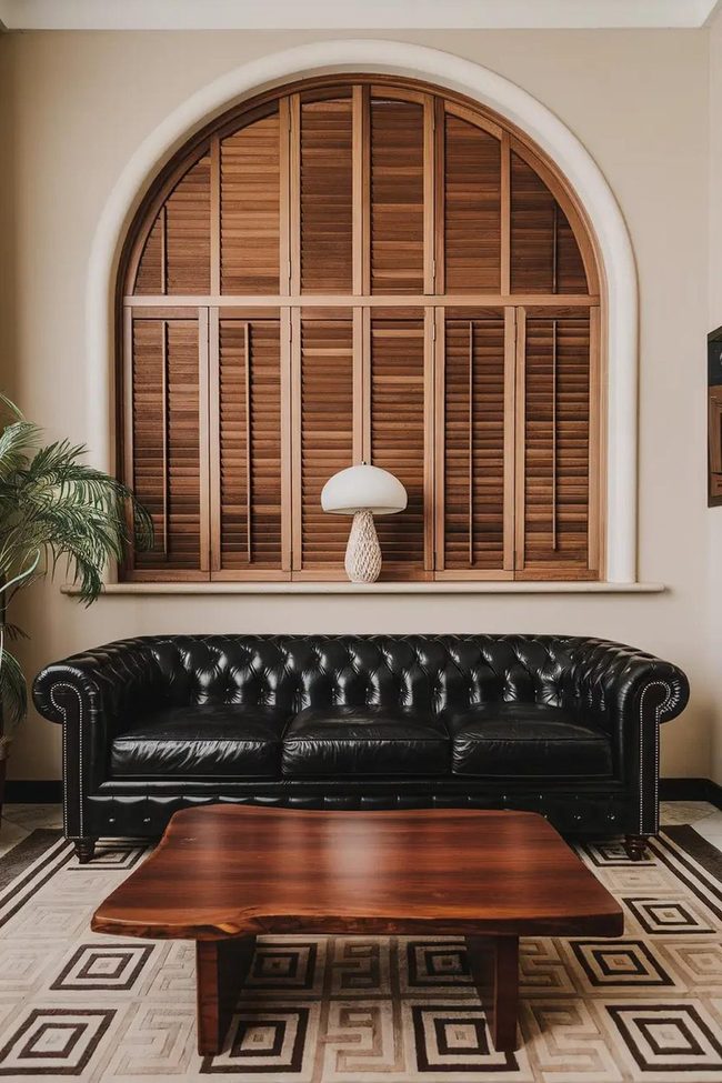Black Leather Mid-Century Current