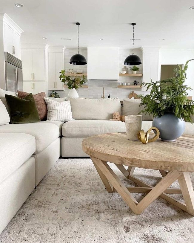 Gray Tapestry Meets Rustic Wood