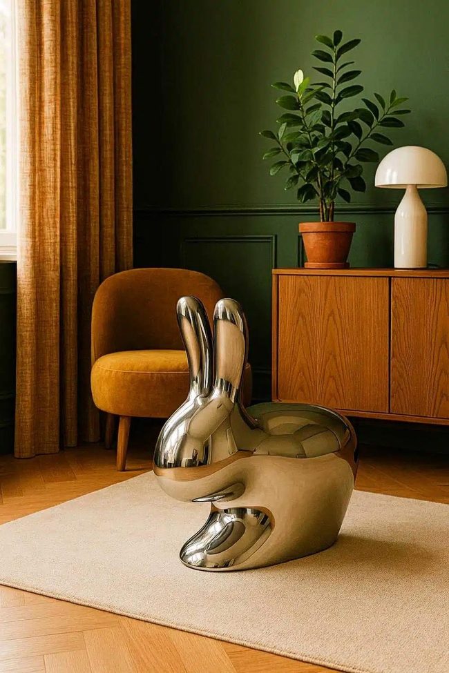 Silver Bunny Chair Statement Piece