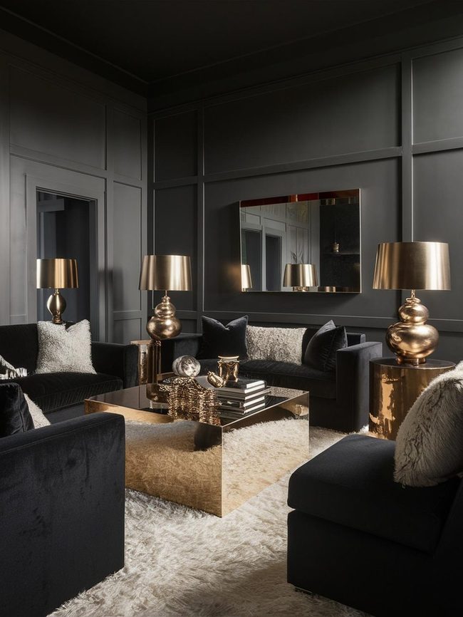 Black Walls Gold Accents Comfort