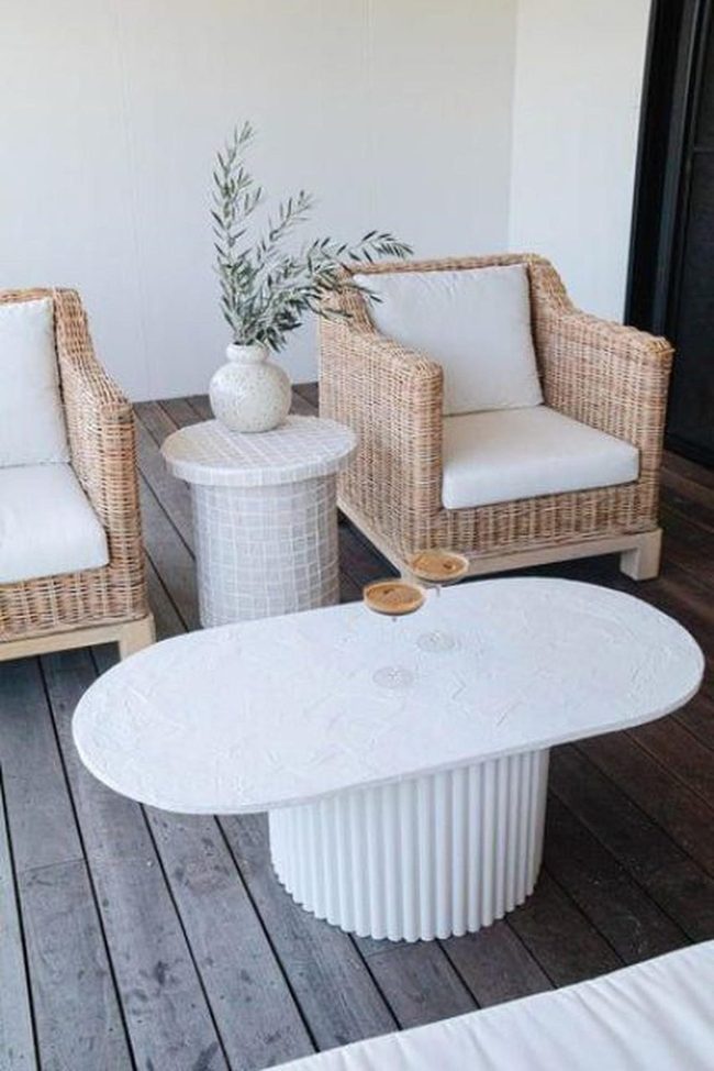 Natural Wood Wicker Outdoor Seating