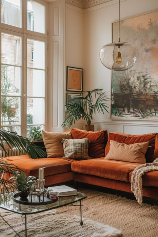 Orange Sofa Meets Current Minimalism