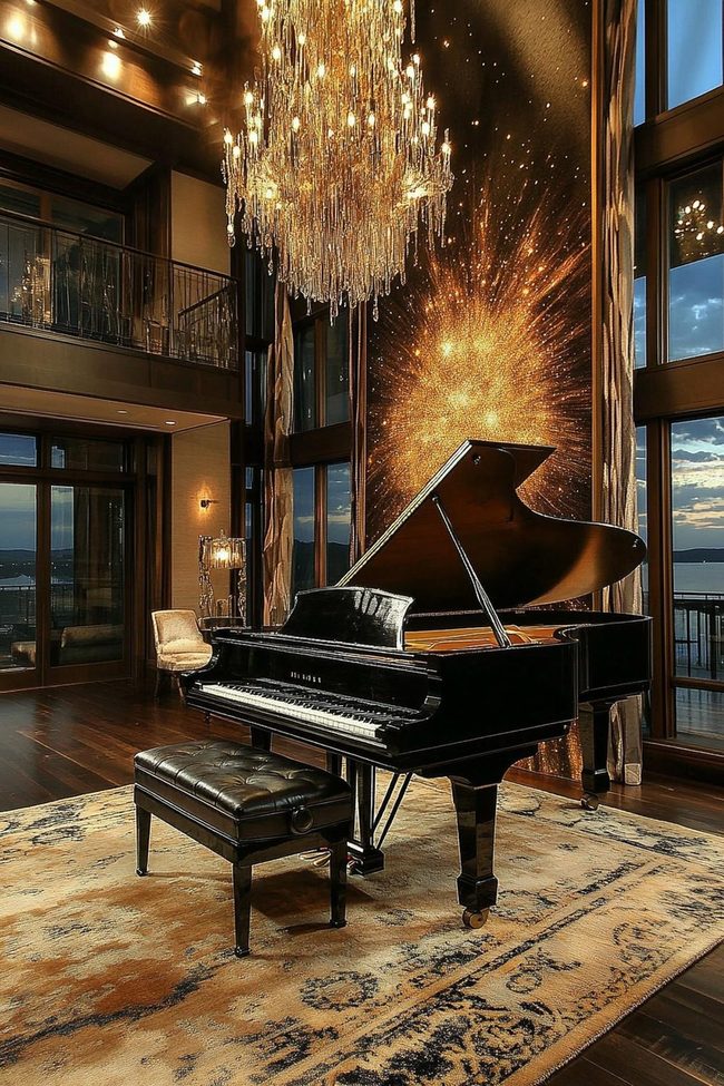 Midnight Blue Piano Under Starlight