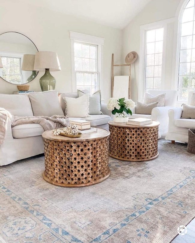 Round Wood Drum With Hidden Storage