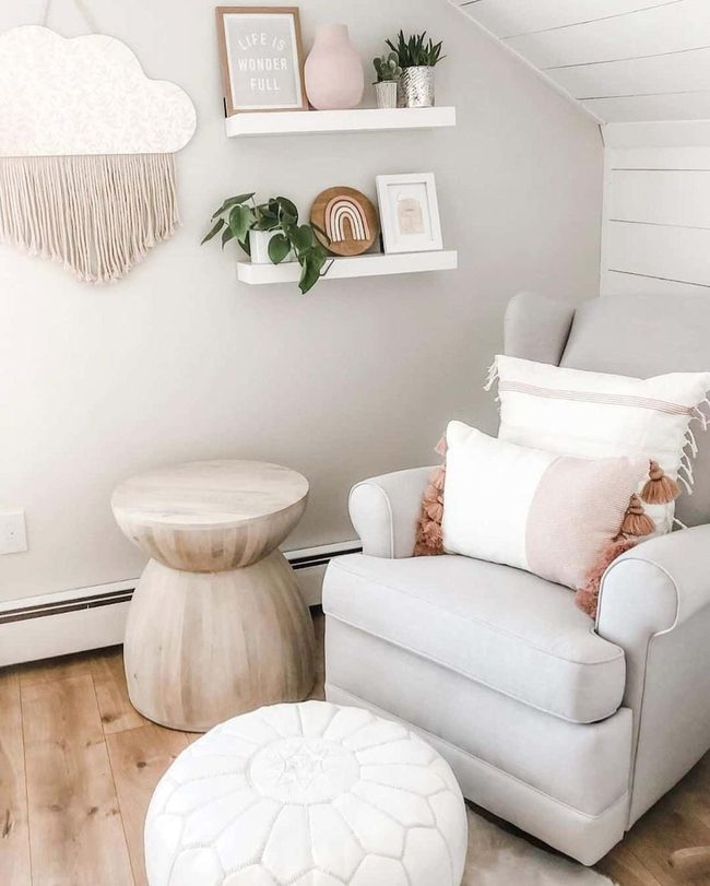 Soft Pink Meets Natural Wood Nursery