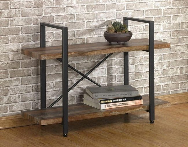 Dark Wood And Metal Bookshelf