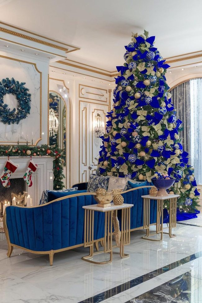 Royal Blue and Gold Holiday Room