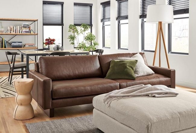 Brown Leather Minimalist Living Space
