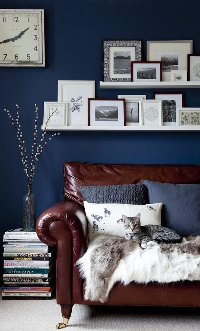 Deep Blue Leather Reading Room