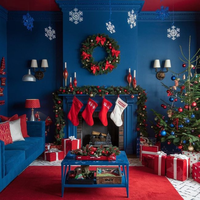 Red and Blue Winter Statement