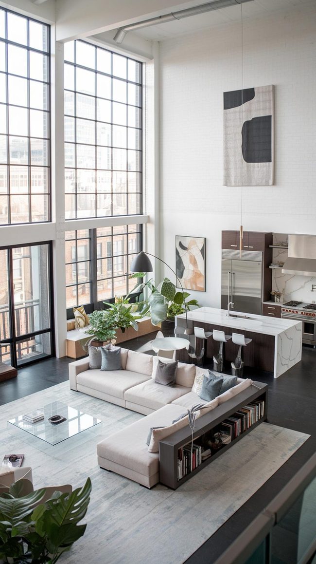 Large Rug Anchors Open Space