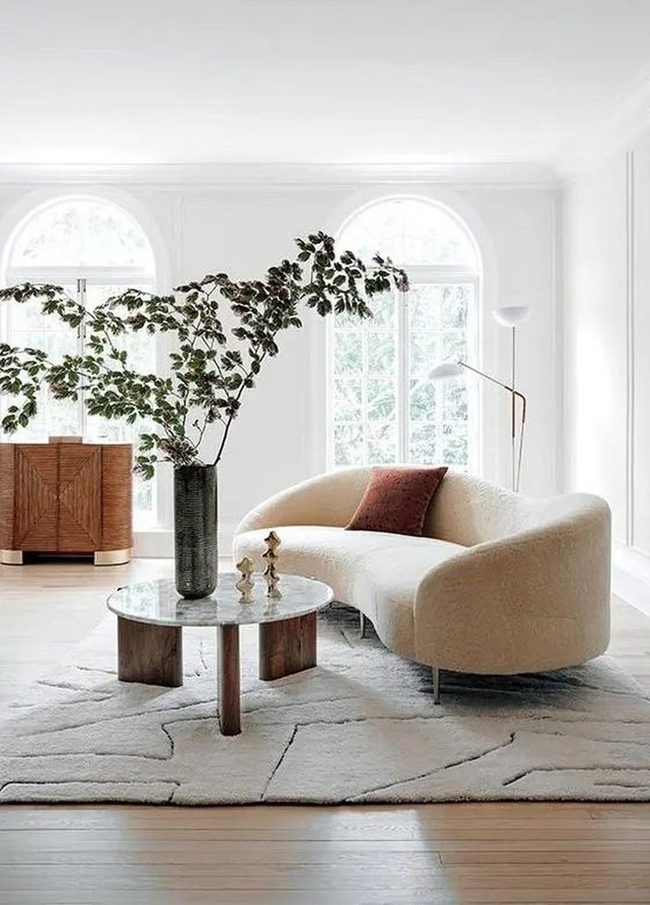 Cream Curves With Rust Warmth