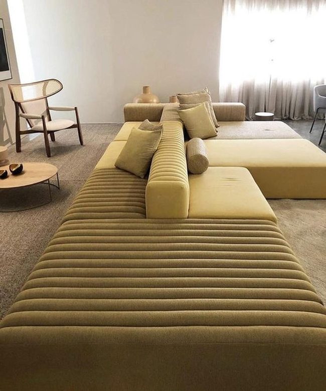 Ribbed Sectional Neutral Living Space