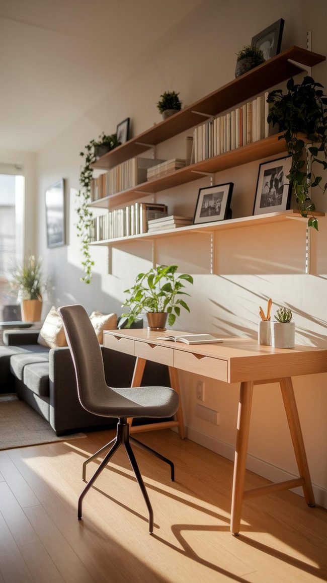 Wood Desk Natural Light Workspace