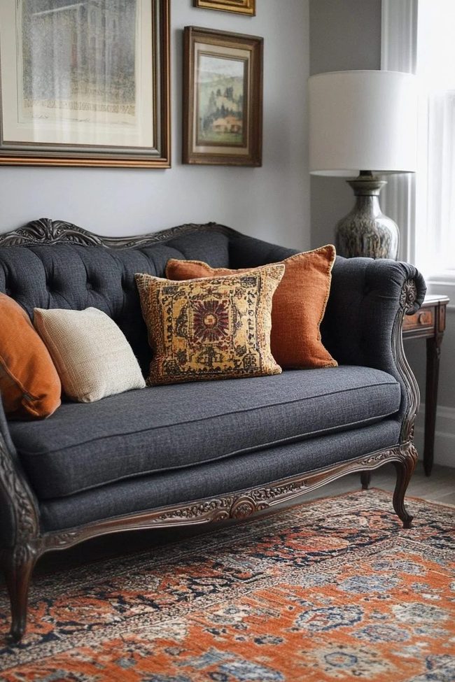 Dark Grey Sofa Modern Classic Foundation