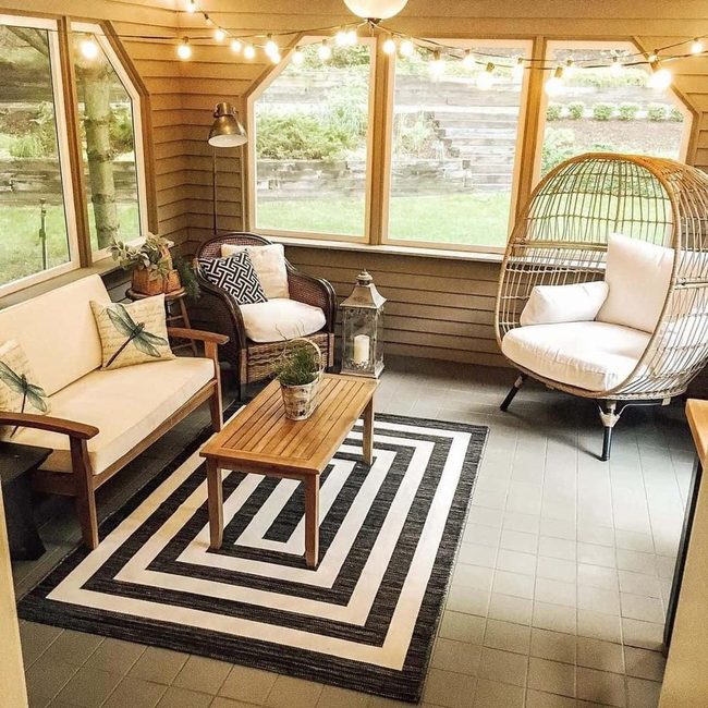 Black And White Porch Seating
