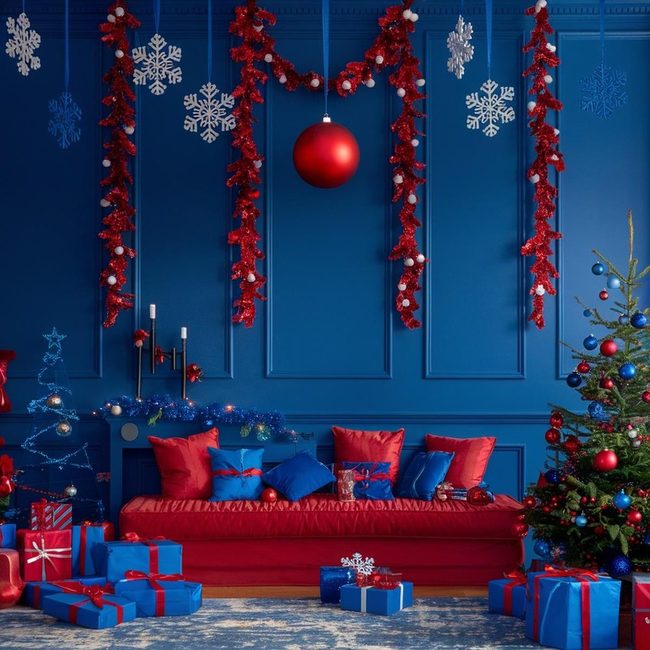Red and Blue Winter Parlor