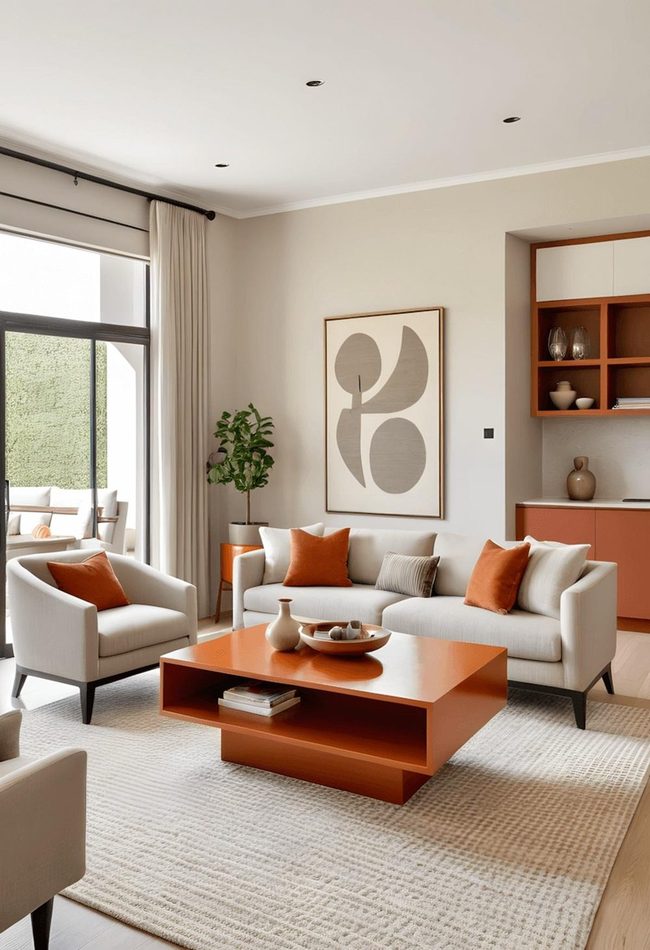Burnt Orange Coffee Table Statement Piece