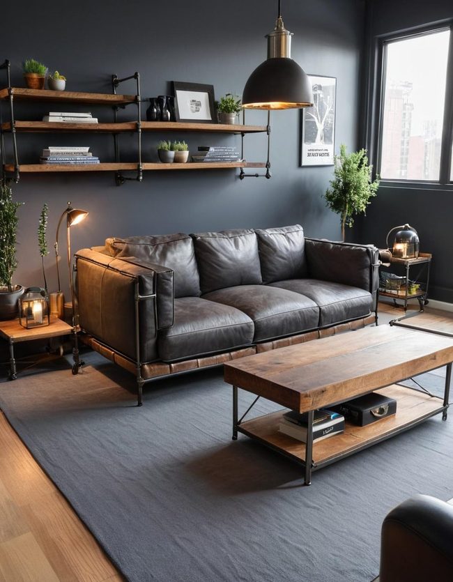 Deep Gray Leather and Metal