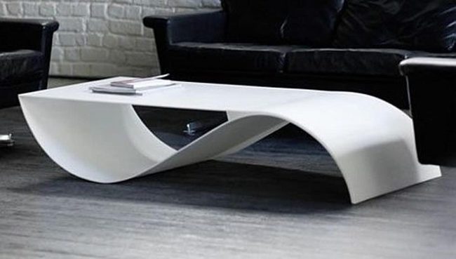 Curved White Table Modern Living
