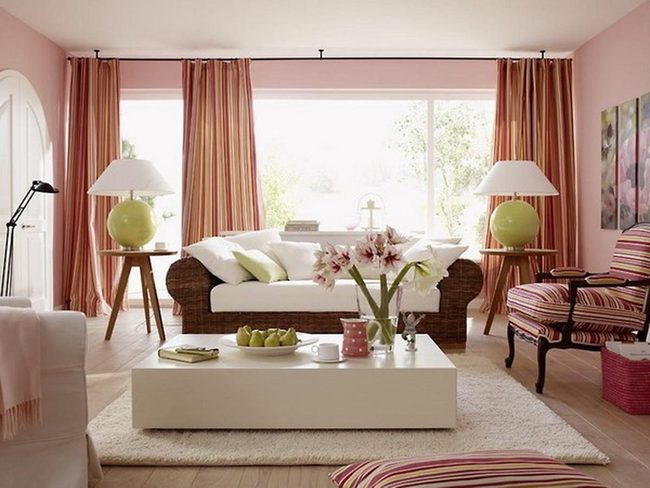 Pink Walls With Fresh Green Accents