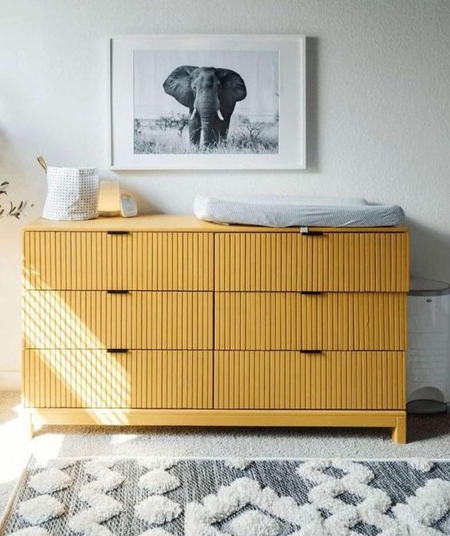 Grooved Wood Dresser Anchors Bright Room