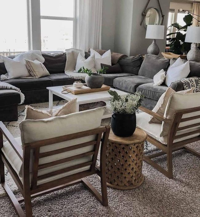 Neutral Wood Tones Living Room