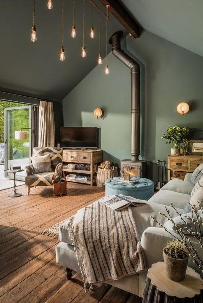 Black Stoves Meet Green Walls