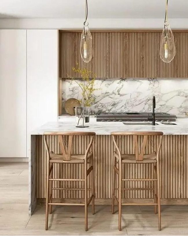 Wood And Marble Kitchen Sophistication