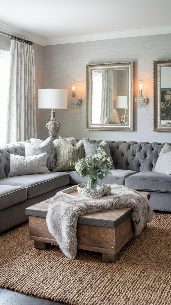 Gray Living Room With Layered Textures