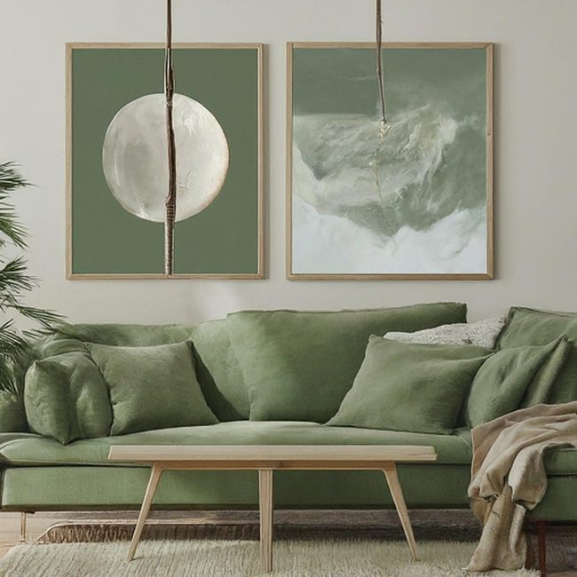 Sage Green With Gold And Black Accents