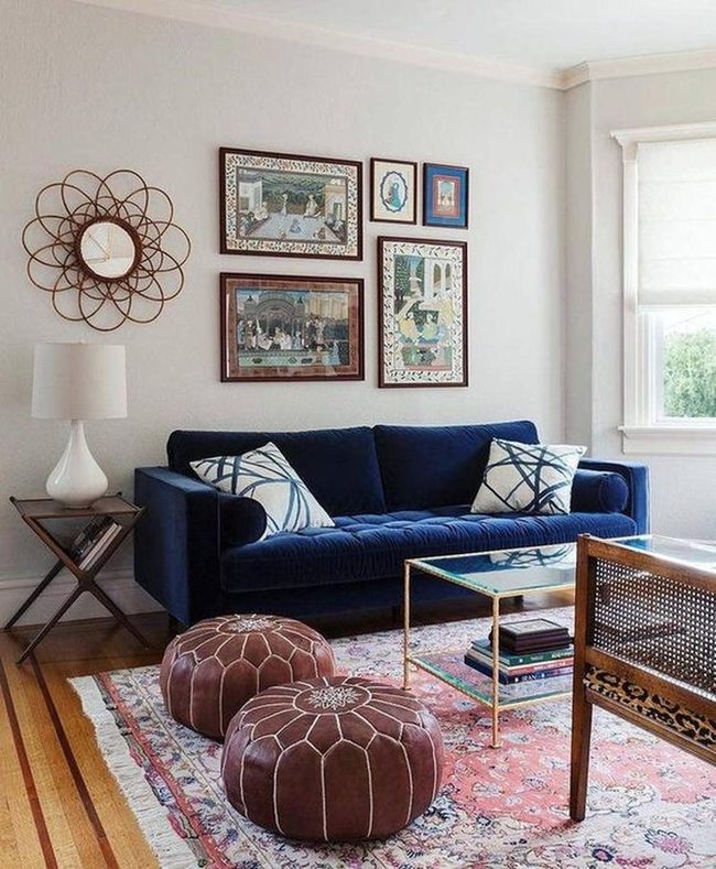 Deep Blue Couch, Golden Accents