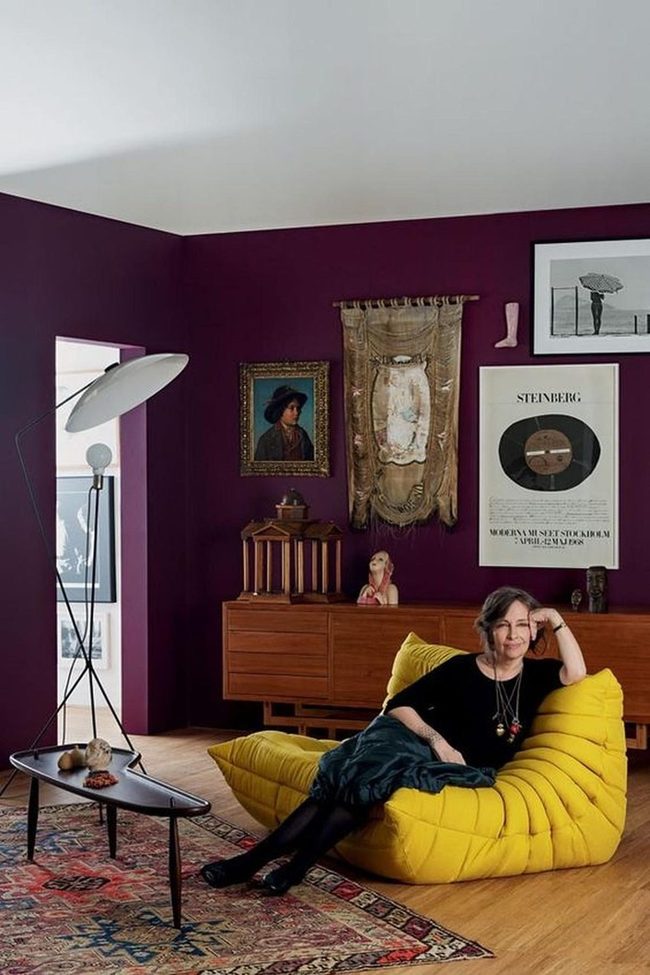 Purple Walls Yellow Chair Statement