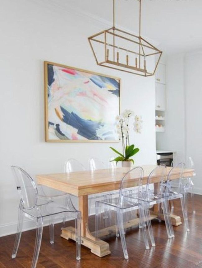 Gold Chandelier Meets Colorful Wall Art