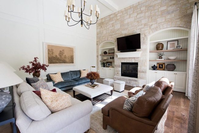 Warm Stone Frames Built-Ins