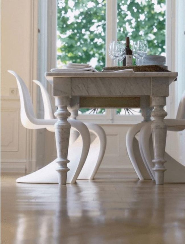 Marble Table Catches Golden Light