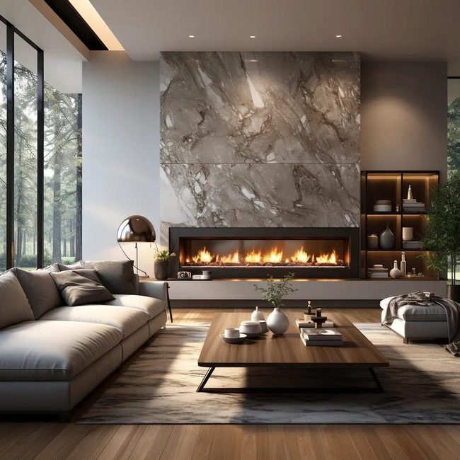 Linear Black Fireplace Statement