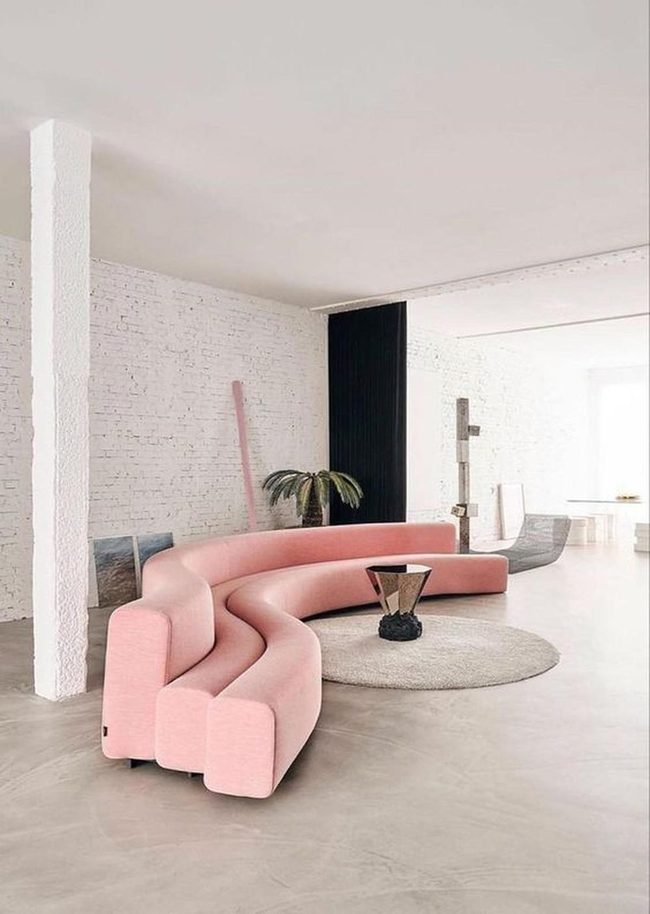 Pink Sofa Meets Industrial Minimalism
