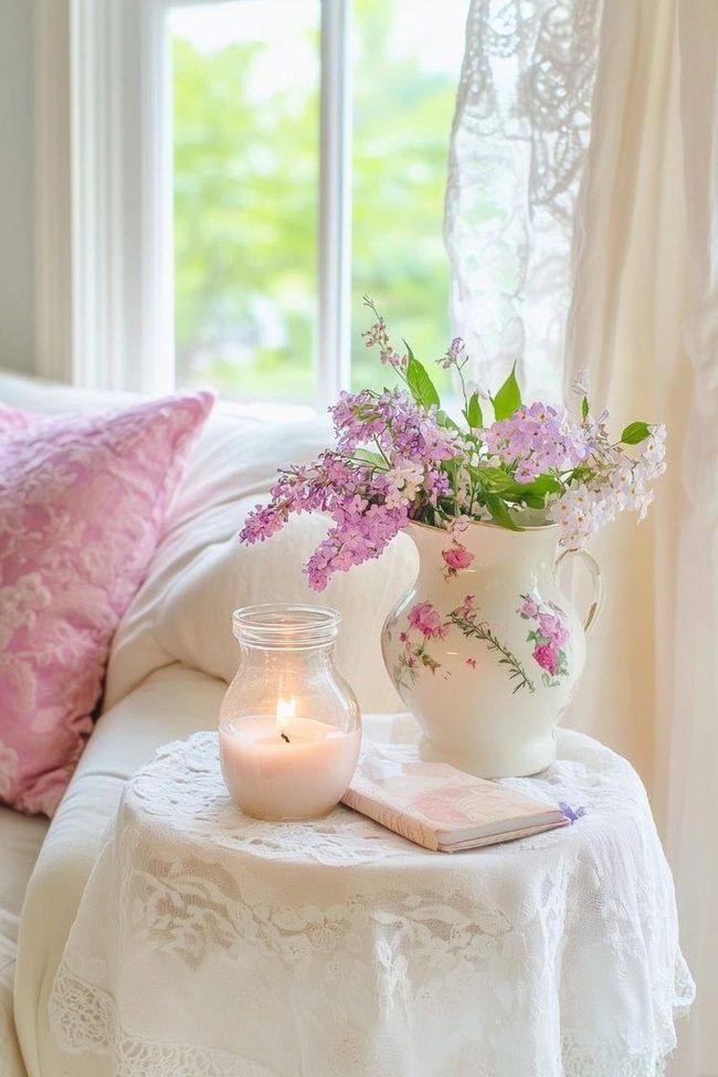 Blush Flowers With Seashell Accents