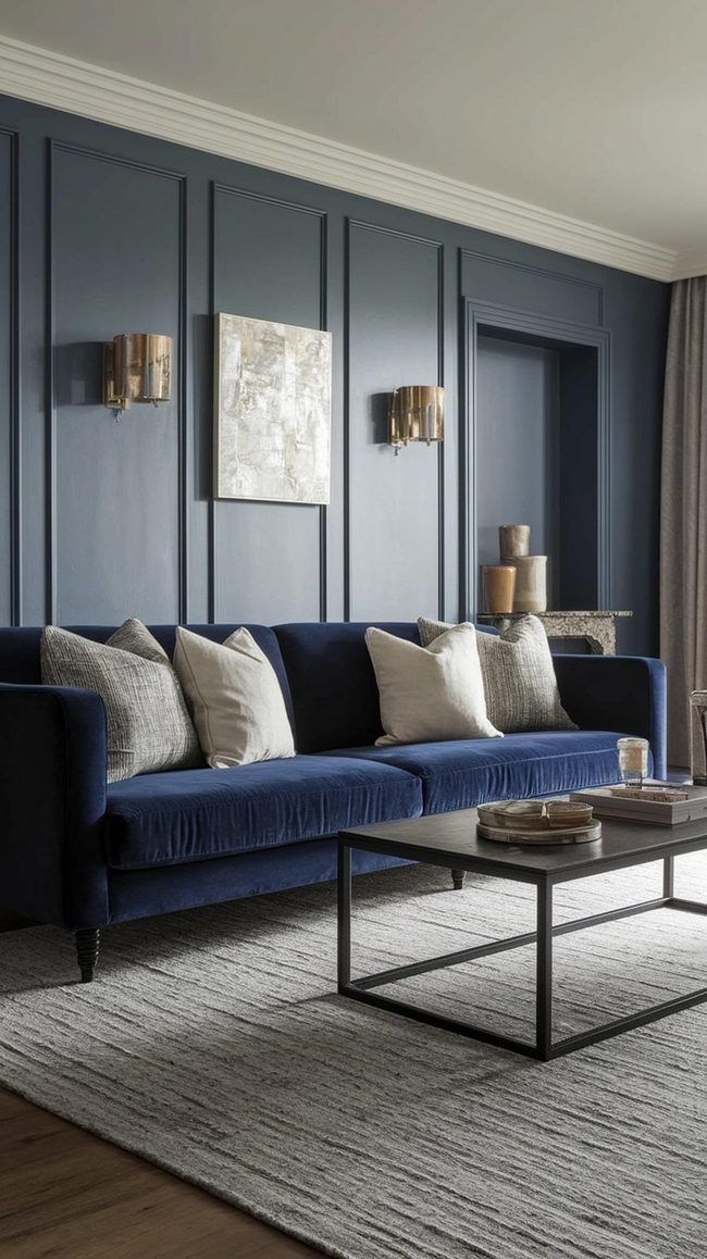 Gray Walls Deep Blue Furniture