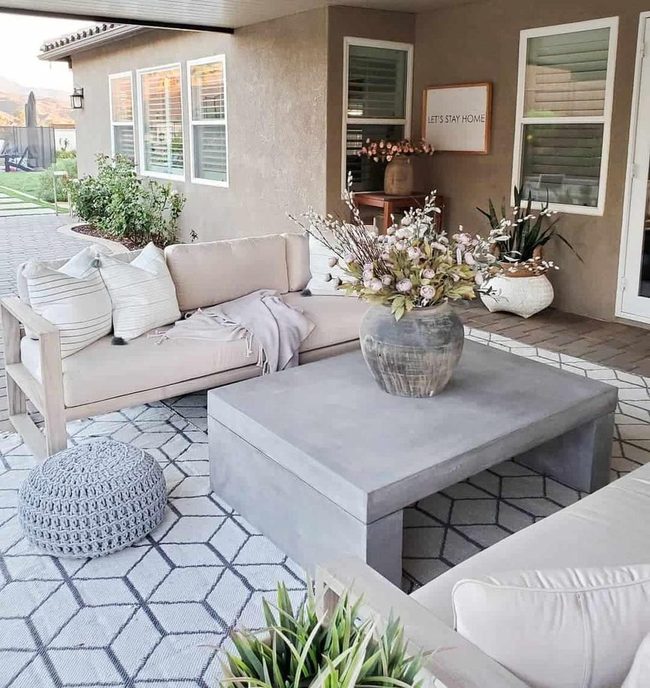 Stone Table Modern Patio Oasis