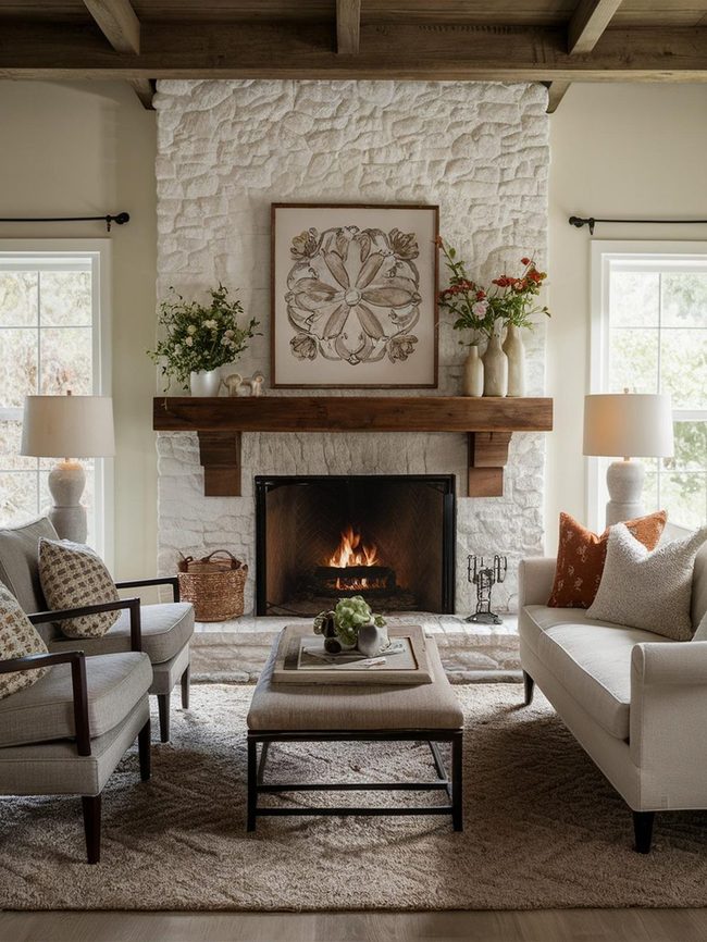 Crackling Fireplace Gathering Center