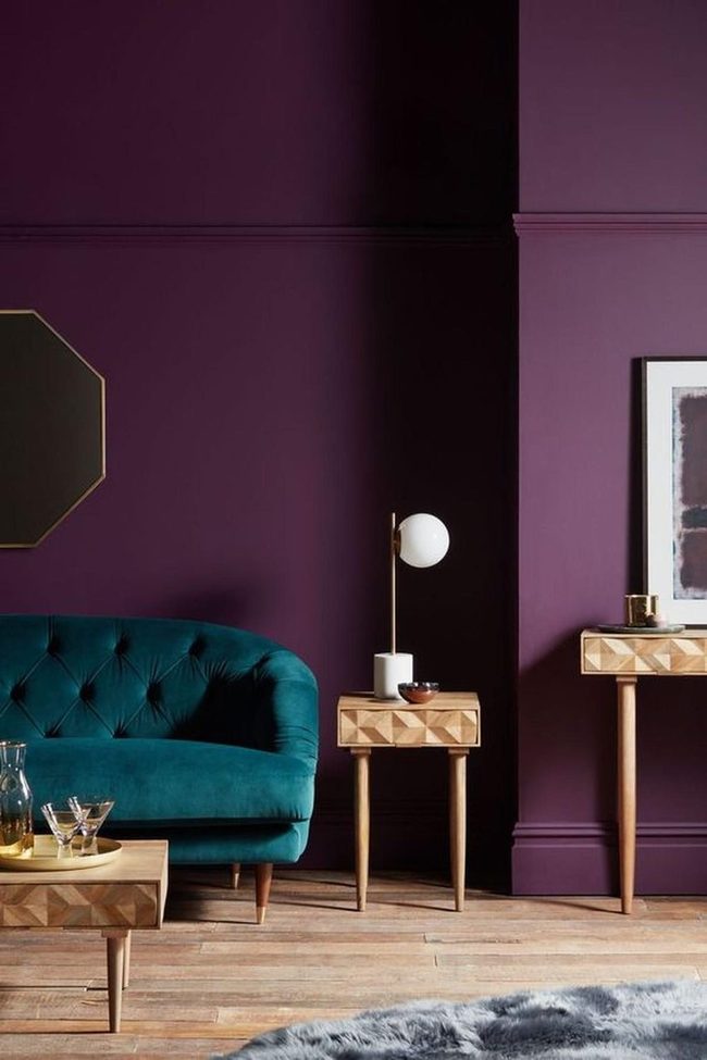 Purple Walls With Teal Velvet Statement