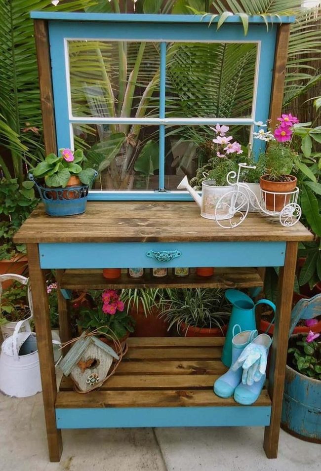 Bright Paint Meets Natural Wood Garden