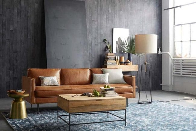 Gray Brown Leather Modern Loft