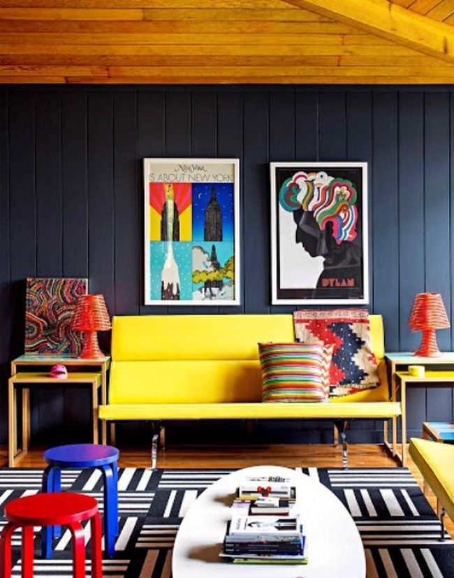 Yellow Couches Against Deep Blue