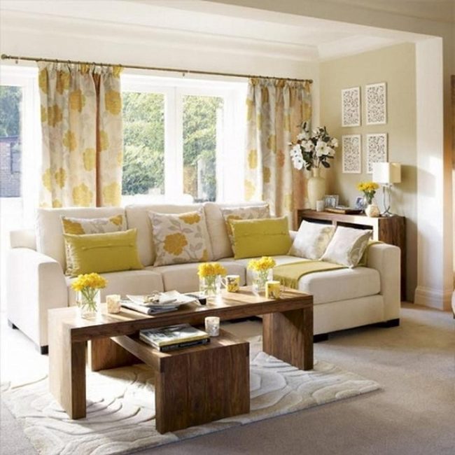 Sunlit Yellow Room With Floral Touches