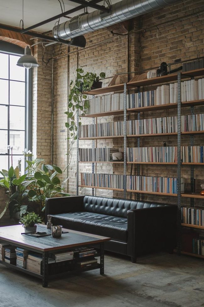 Black Leather Meets Exposed Brick